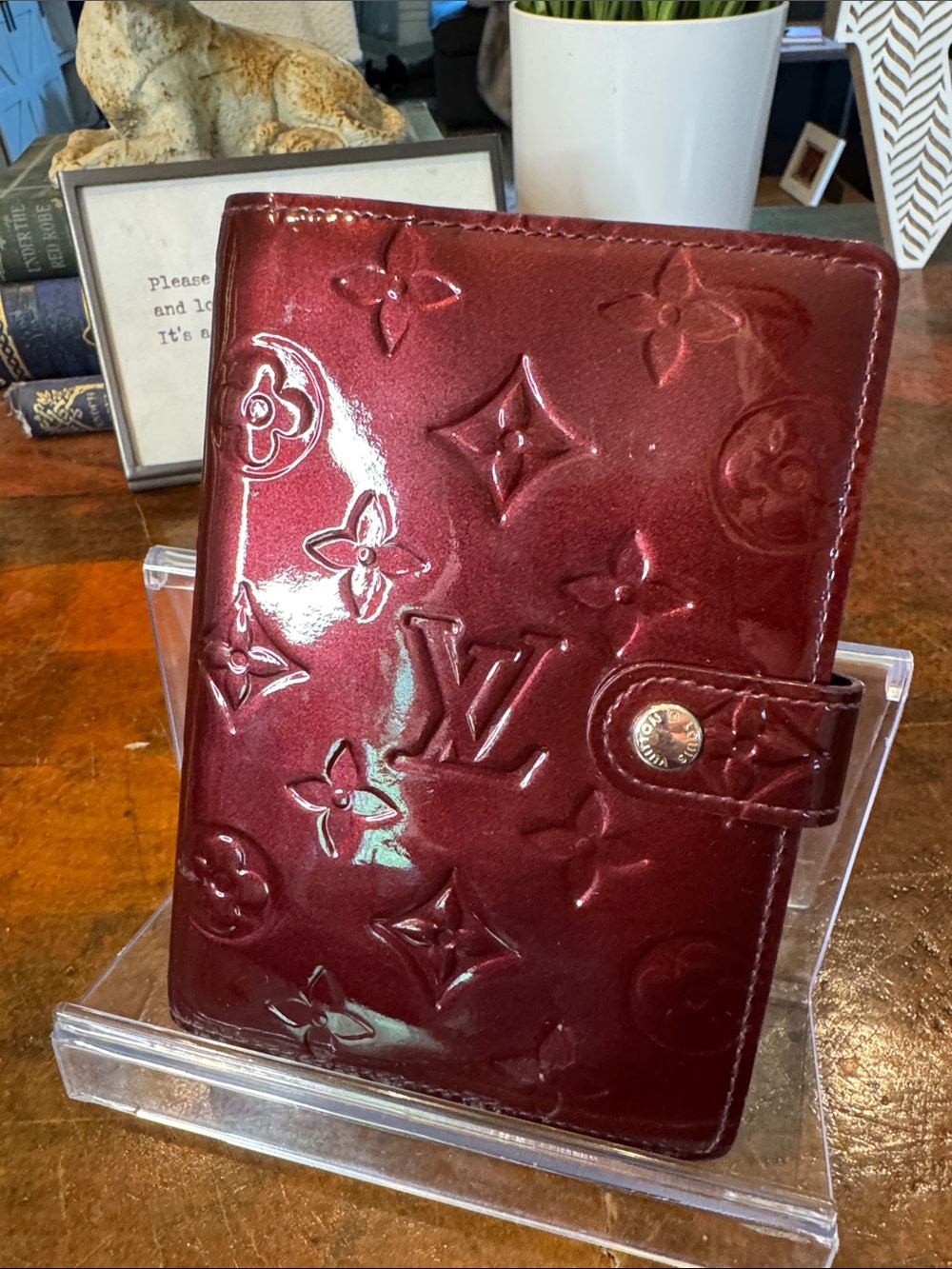 Louis Vuitton Patent Vernis Deep Burgundy Notebook Cover